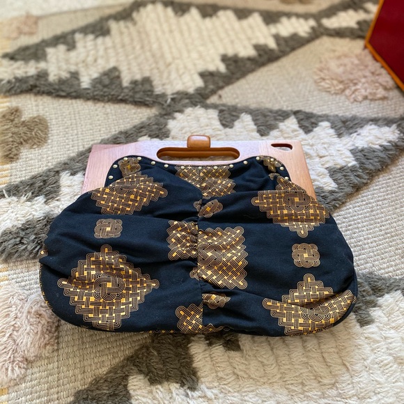 Anthropologie Handbags - Wood Handle Hand Bag